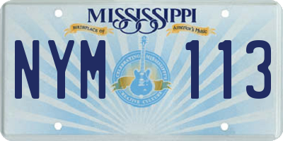 MS license plate NYM113