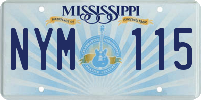 MS license plate NYM115