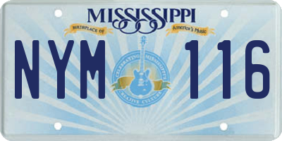 MS license plate NYM116