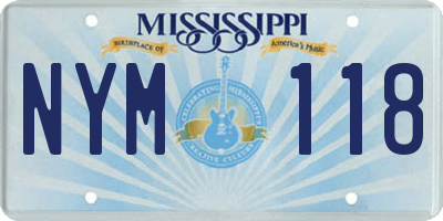 MS license plate NYM118