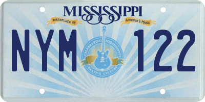 MS license plate NYM122