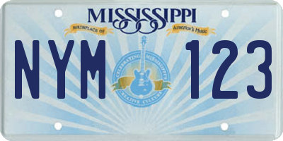 MS license plate NYM123