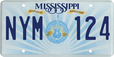 MS license plate NYM124