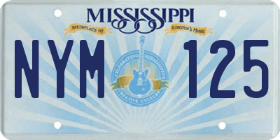 MS license plate NYM125