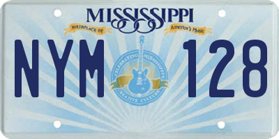 MS license plate NYM128
