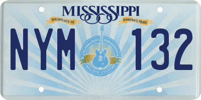 MS license plate NYM132