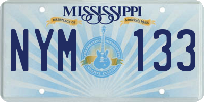 MS license plate NYM133