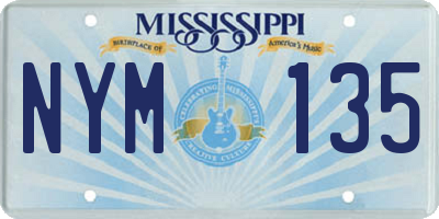 MS license plate NYM135