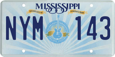MS license plate NYM143