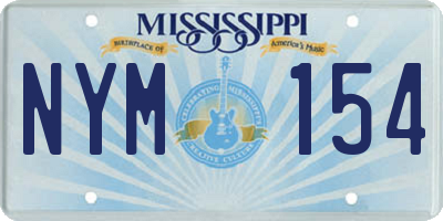 MS license plate NYM154