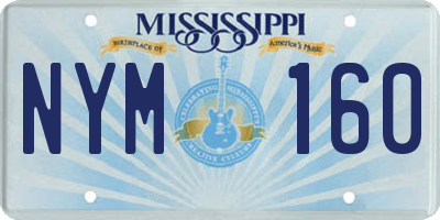 MS license plate NYM160