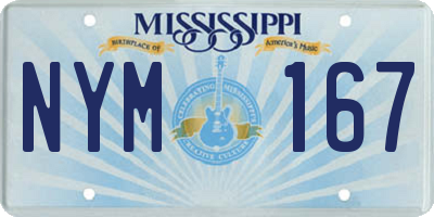 MS license plate NYM167