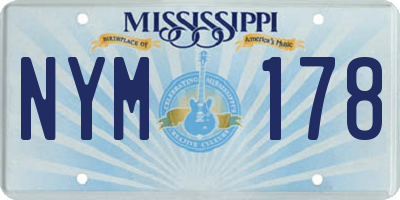 MS license plate NYM178
