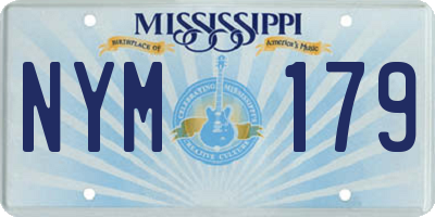 MS license plate NYM179