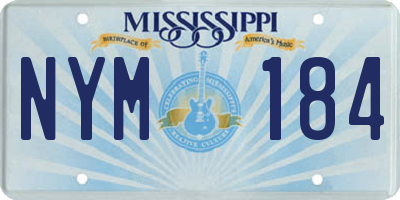 MS license plate NYM184