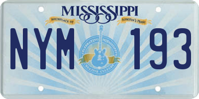 MS license plate NYM193