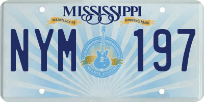 MS license plate NYM197