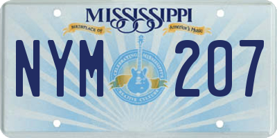 MS license plate NYM207