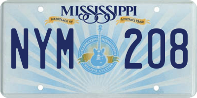 MS license plate NYM208