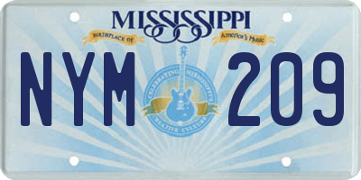 MS license plate NYM209