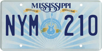 MS license plate NYM210