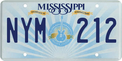 MS license plate NYM212