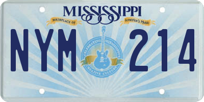 MS license plate NYM214