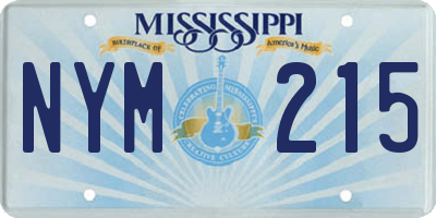 MS license plate NYM215