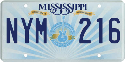 MS license plate NYM216