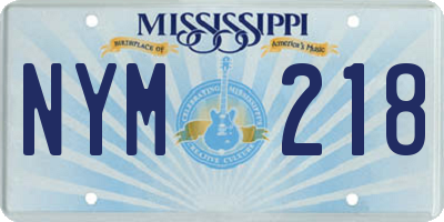 MS license plate NYM218
