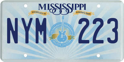 MS license plate NYM223