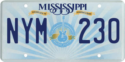MS license plate NYM230