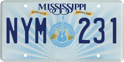 MS license plate NYM231