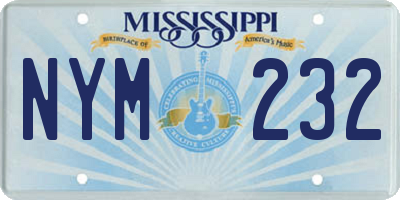 MS license plate NYM232