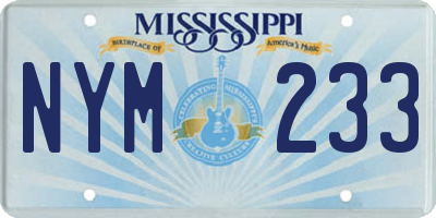 MS license plate NYM233