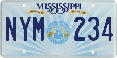 MS license plate NYM234
