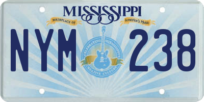 MS license plate NYM238