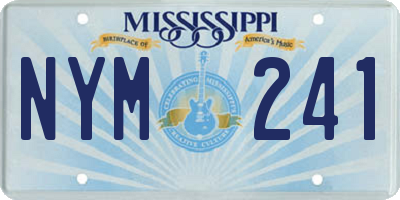 MS license plate NYM241