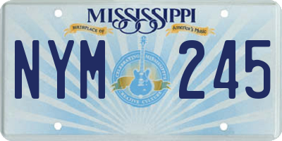 MS license plate NYM245