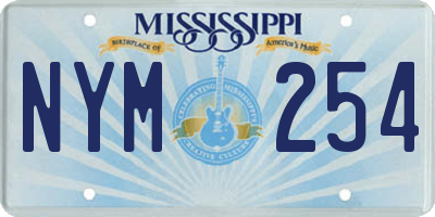 MS license plate NYM254