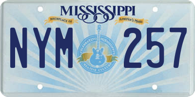 MS license plate NYM257