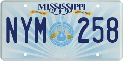 MS license plate NYM258