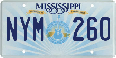 MS license plate NYM260