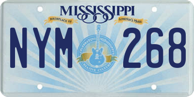 MS license plate NYM268