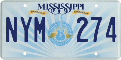 MS license plate NYM274