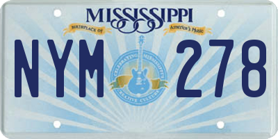 MS license plate NYM278