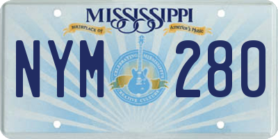 MS license plate NYM280