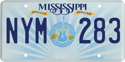 MS license plate NYM283