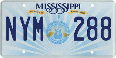 MS license plate NYM288