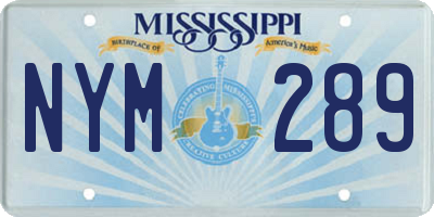 MS license plate NYM289